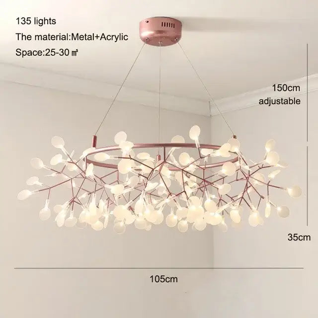 Modern copper heracleum chandelier dining room firefly light