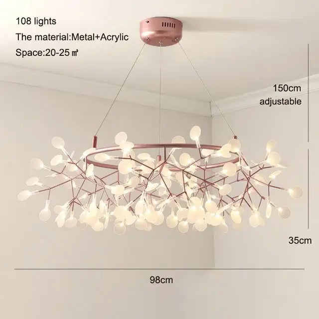 Modern copper heracleum chandelier dining room firefly light