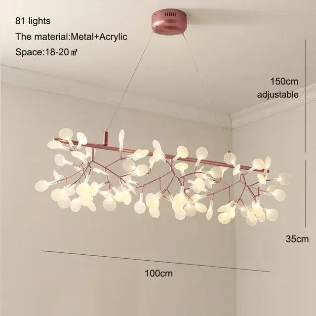 Modern copper heracleum chandelier dining room firefly light