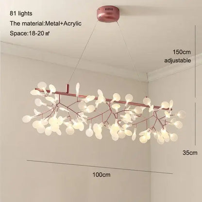 Modern copper heracleum chandelier dining room firefly light