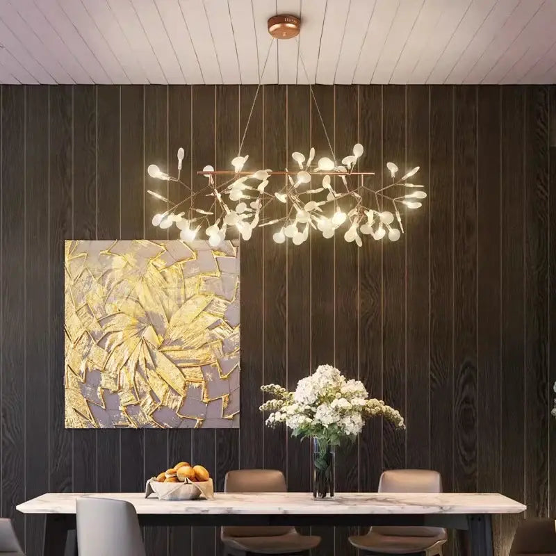 Modern copper heracleum chandelier dining room firefly light