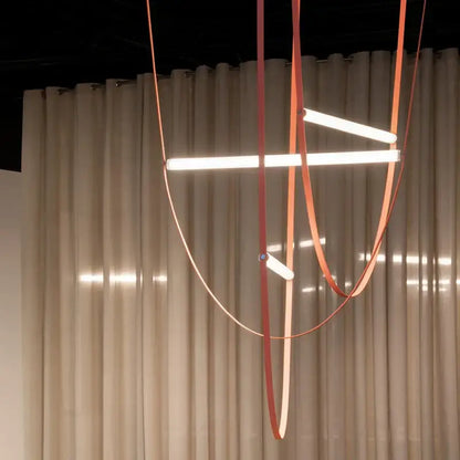 Modern copper leather bell pendant light office chandelier