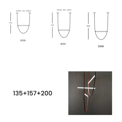 Modern copper leather bell pendant light office chandelier