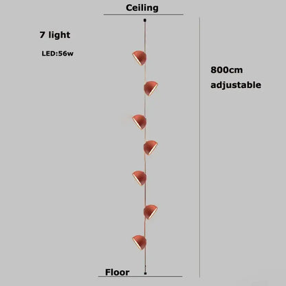 Modern copper led belt chandelier pendant light living room dimmable