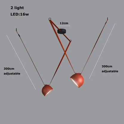 Modern copper led belt chandelier pendant light living room dimmable