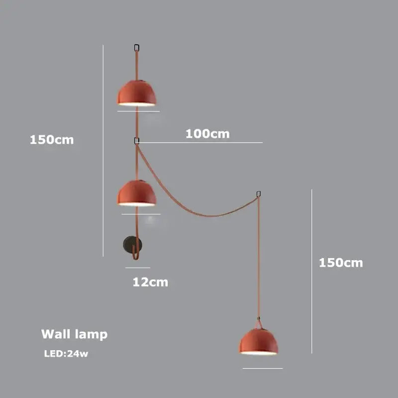 Modern copper led belt chandelier pendant light living room dimmable