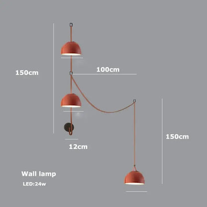 Modern copper led belt chandelier pendant light living room dimmable