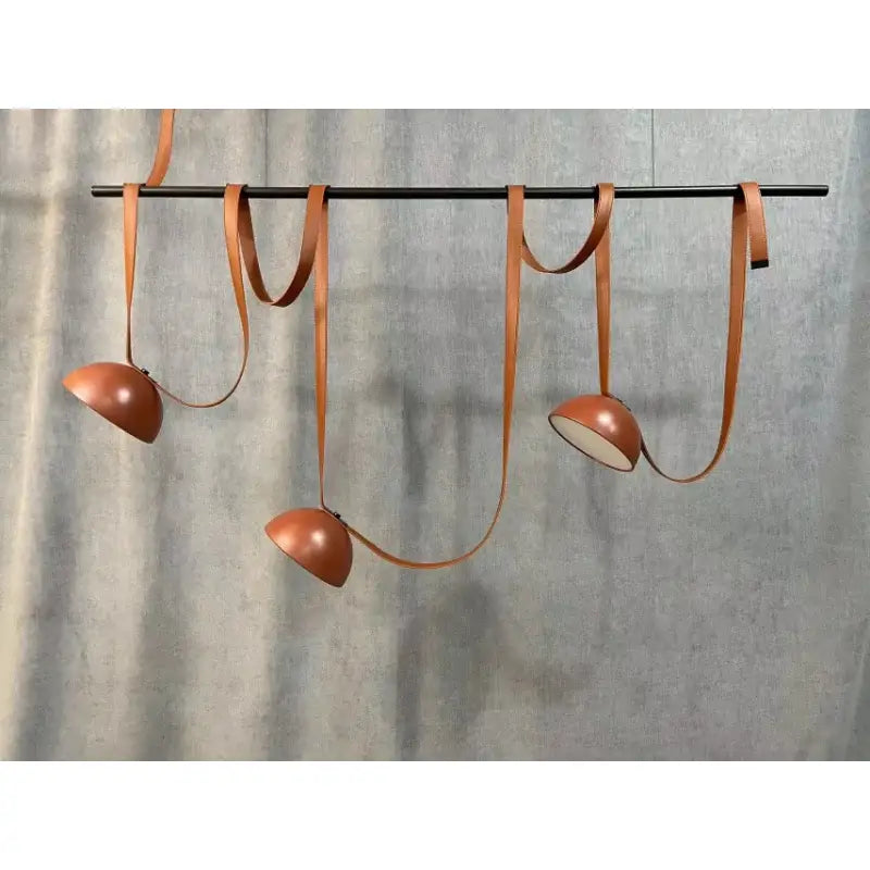 Modern copper led belt chandelier pendant light living room dimmable