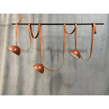 Modern copper led belt chandelier pendant light living room dimmable