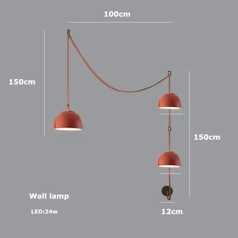 Modern copper led belt chandelier pendant light living room dimmable