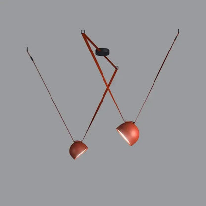 Modern copper led belt chandelier pendant light living room dimmable