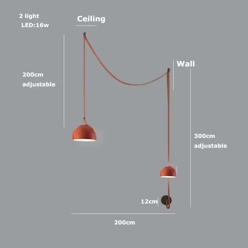 Modern copper led belt chandelier pendant light living room dimmable
