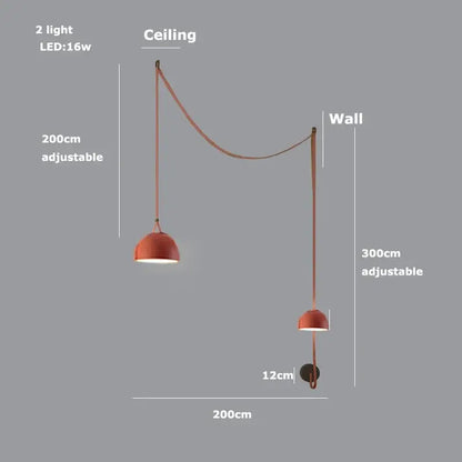 Modern copper led belt chandelier pendant light living room dimmable