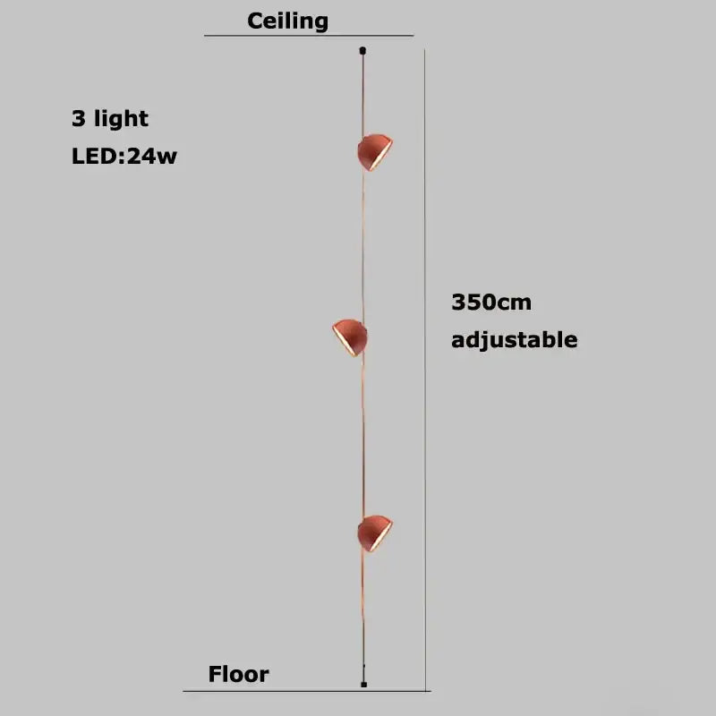 Modern copper led belt chandelier pendant light living room dimmable