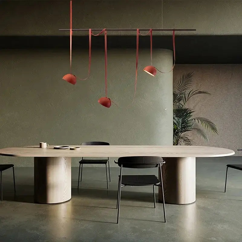 Modern copper led belt chandelier pendant light living room dimmable