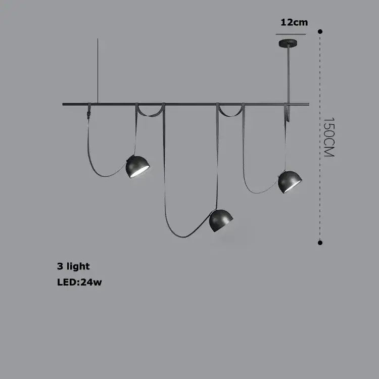 Modern copper led belt chandelier pendant light living room dimmable