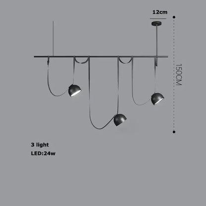 Modern copper led belt chandelier pendant light living room dimmable