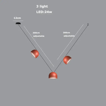 Modern copper led belt chandelier pendant light living room dimmable