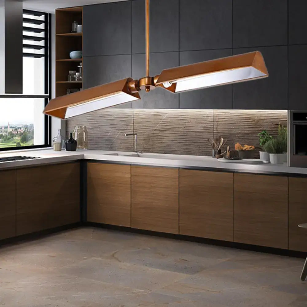 Modern copper metal triangle island pendant light kitchen