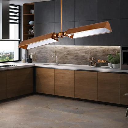 Modern copper metal triangle island pendant light kitchen