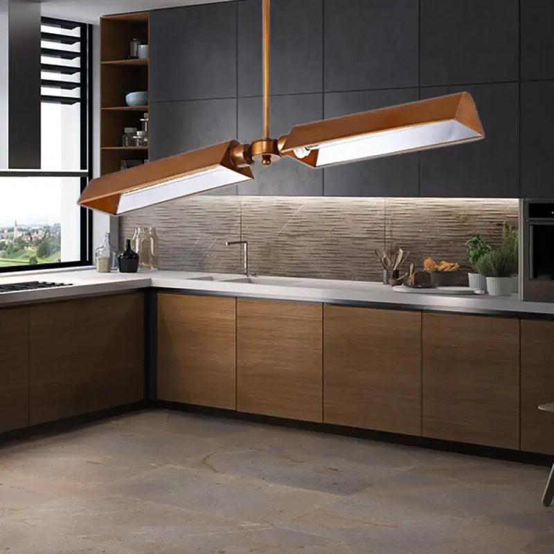 Modern copper metal triangle island pendant light kitchen