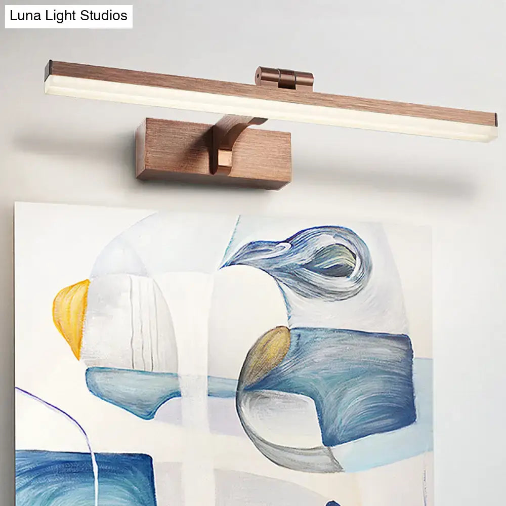 Modern copper wood grain led wall light bathroom vanity fixture