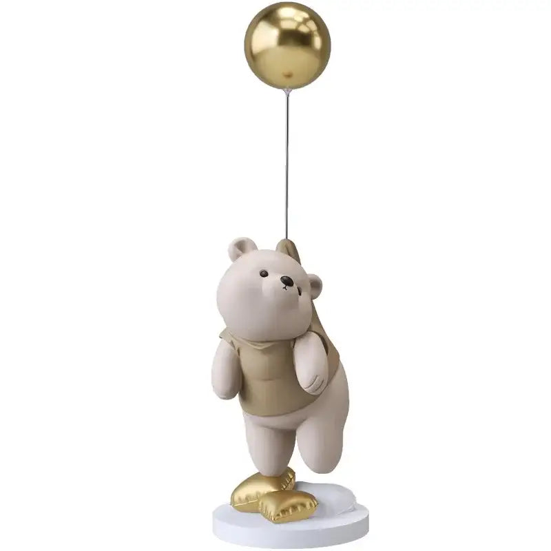 Modern cream and gold balloon polar bear resin – office desk decor