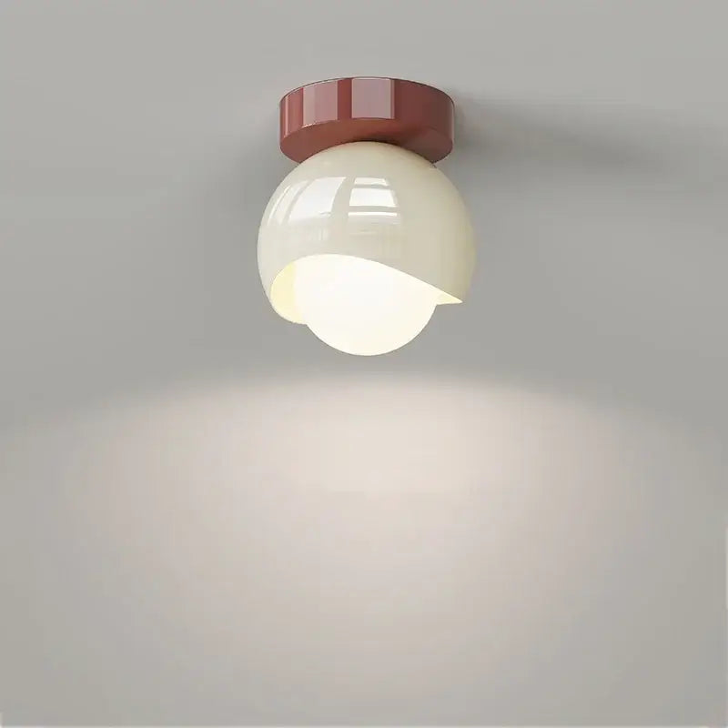 Modern cream & brown glass iron led ceiling lamp bedroom light