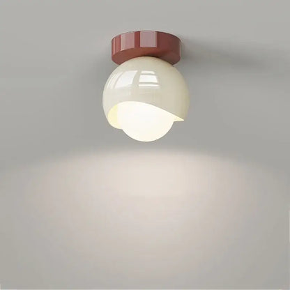 Modern cream & brown glass iron led ceiling lamp bedroom light