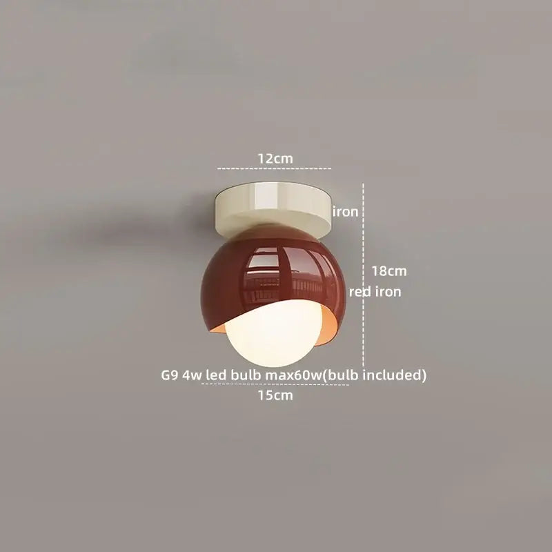 Modern cream & brown glass iron led ceiling lamp bedroom light