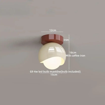 Modern cream & brown glass iron led ceiling lamp bedroom light