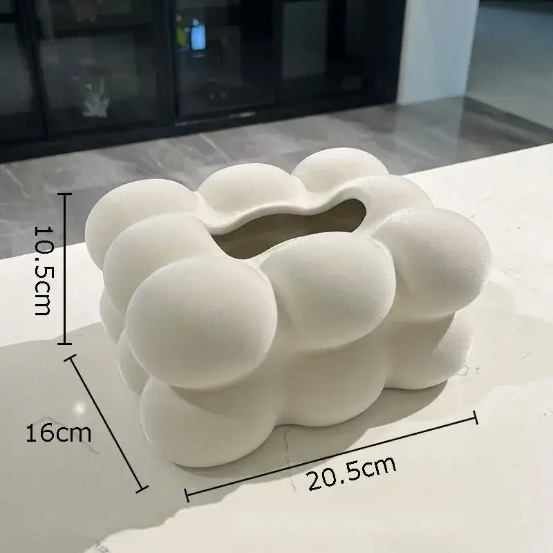 Modern cream bubble cloud ceramic tissue box bedroom desk decor