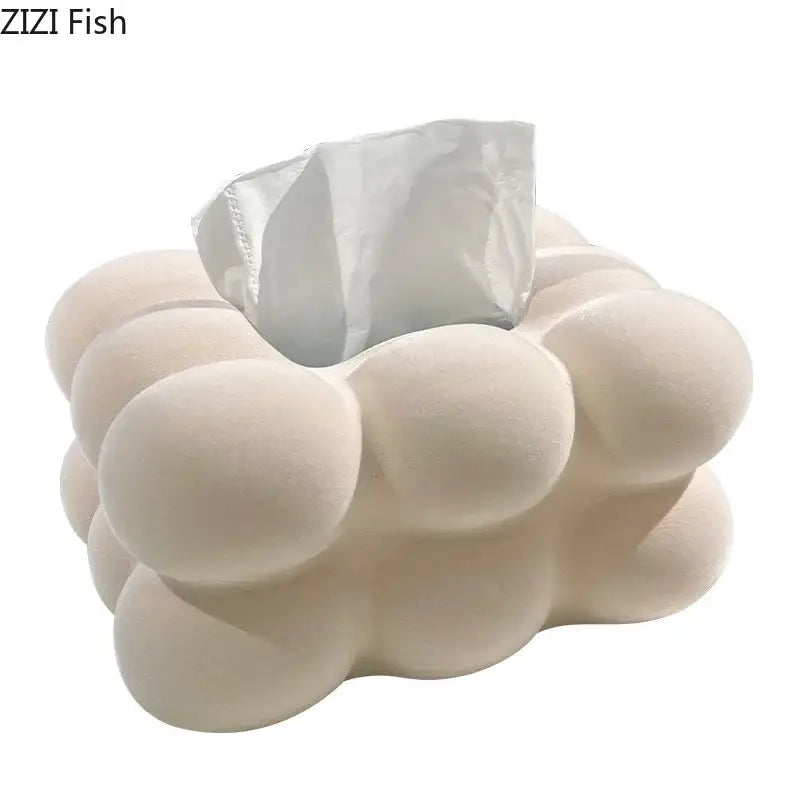 Modern cream bubble cloud ceramic tissue box bedroom desk decor
