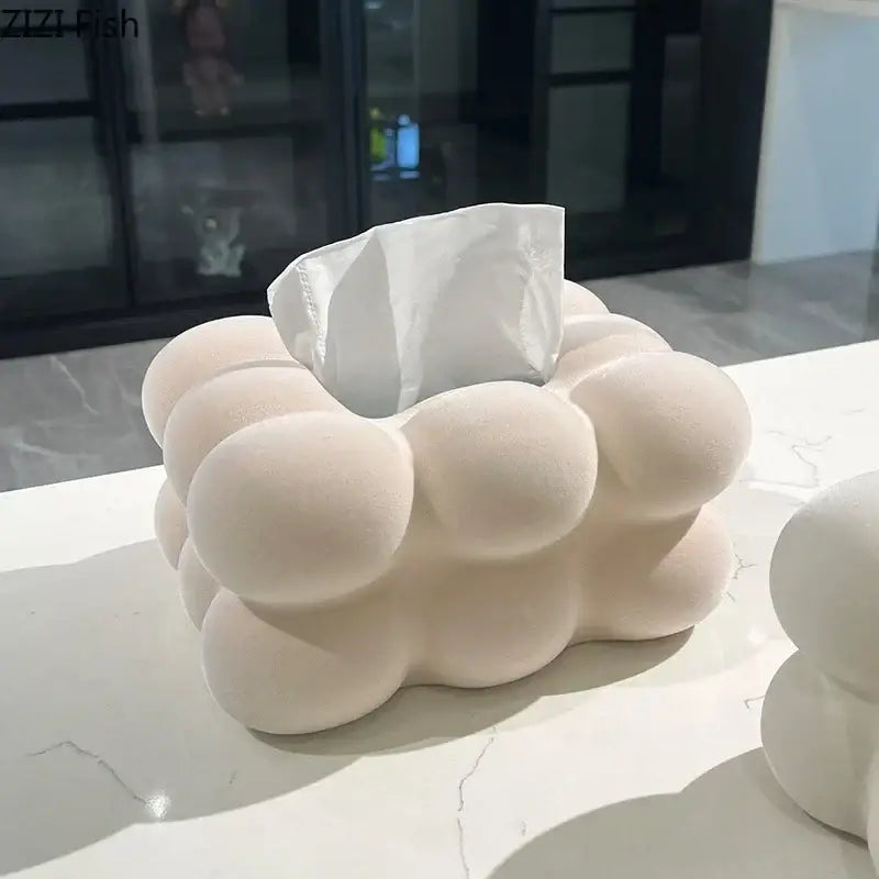Modern cream bubble cloud ceramic tissue box bedroom desk decor