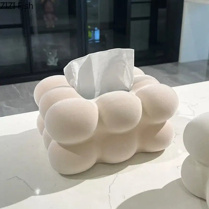 Modern cream bubble cloud ceramic tissue box bedroom desk decor