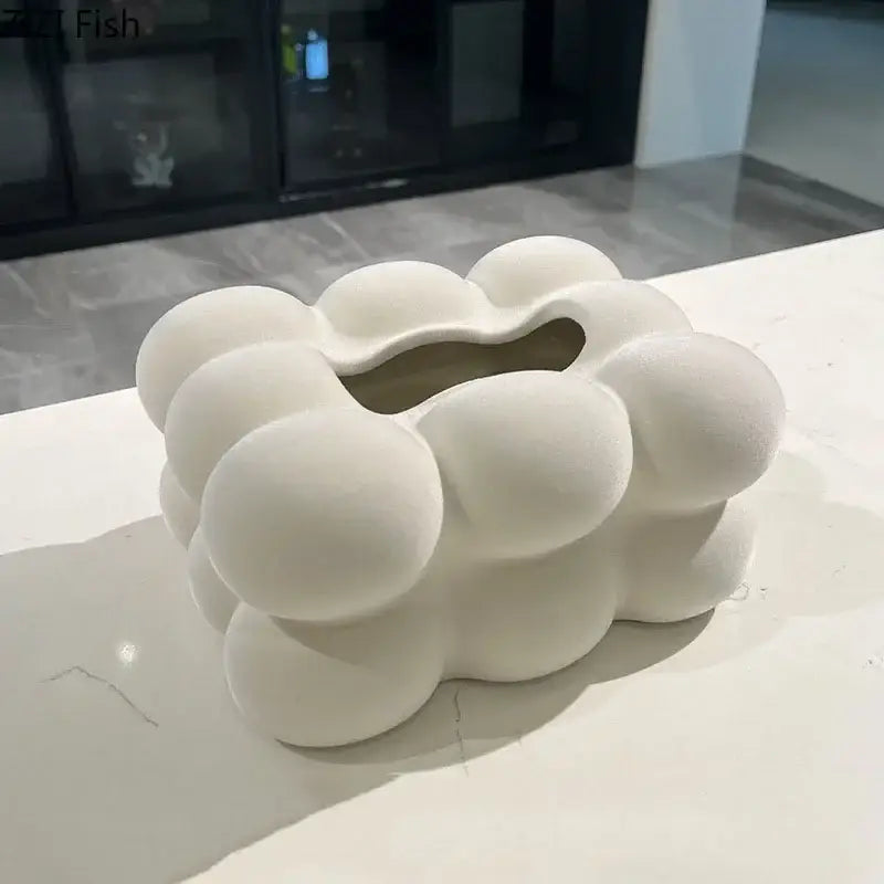 Modern cream bubble cloud ceramic tissue box bedroom desk decor