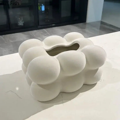 Modern cream bubble cloud ceramic tissue box bedroom desk decor