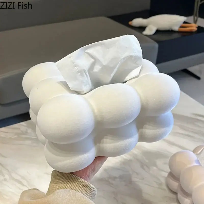 Modern cream bubble cloud ceramic tissue box bedroom desk decor