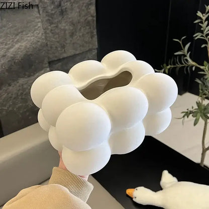 Modern cream bubble cloud ceramic tissue box bedroom desk decor