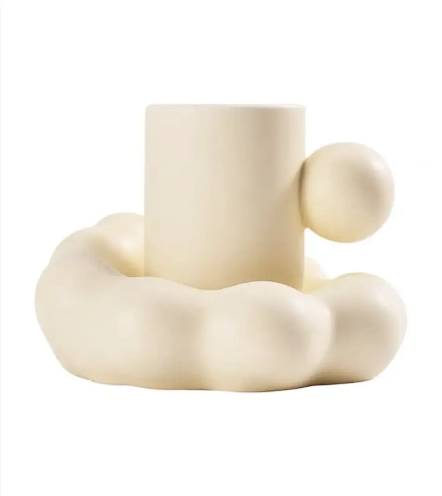 Modern cream ceramic cup and saucer set dining room cloud base