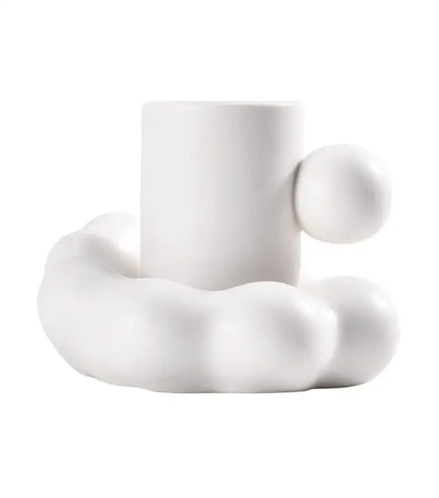 Modern cream ceramic cup and saucer set dining room cloud base