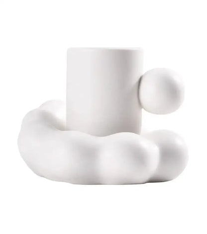 Modern cream ceramic cup and saucer set dining room cloud base