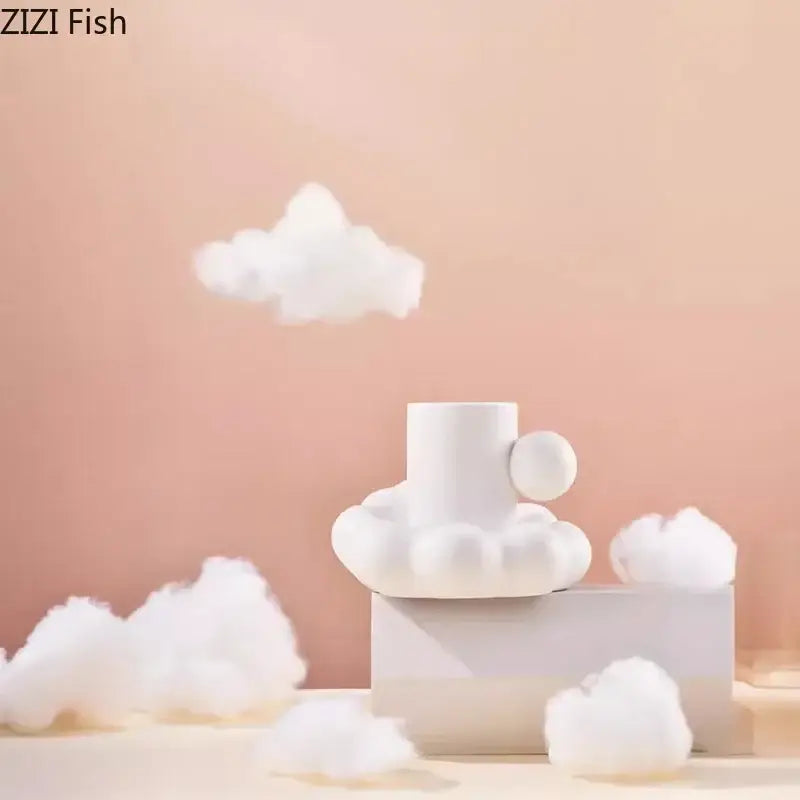 Modern cream ceramic cup and saucer set dining room cloud base