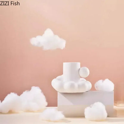 Modern cream ceramic cup and saucer set dining room cloud base