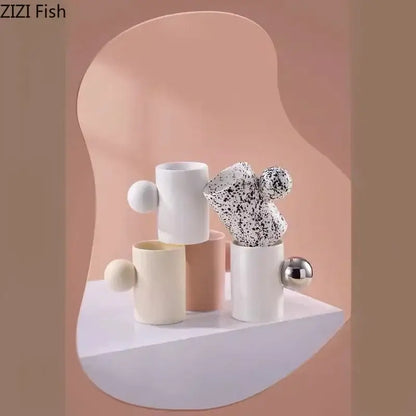 Modern cream ceramic cup and saucer set dining room cloud base