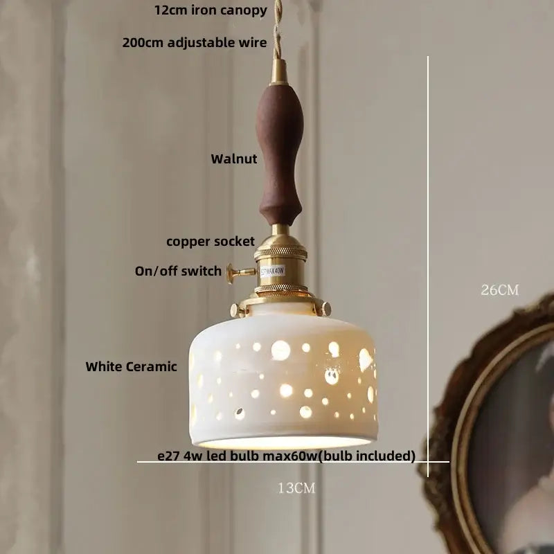 Modern cream ceramic led pendant light kitchen floral brass accent