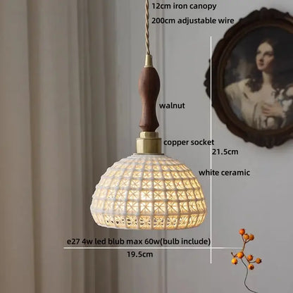 Modern cream ceramic led pendant light kitchen floral brass accent