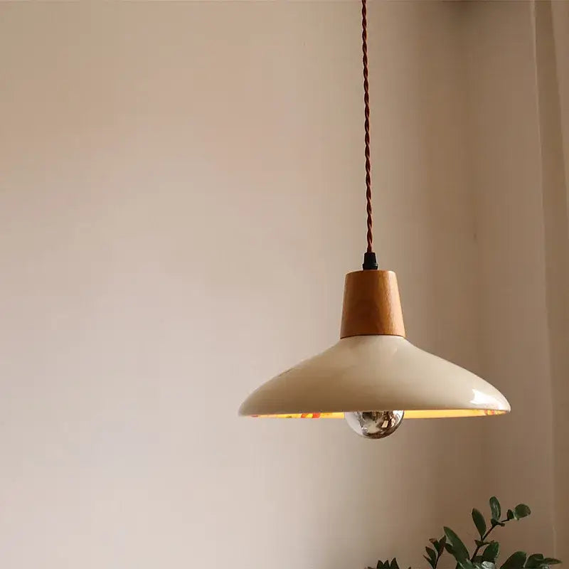 Modern cream ceramic led pendant light kitchen floral brass accent