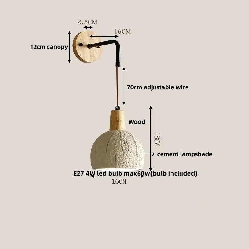 Modern cream ceramic wall lamp with pull chain switch bedroom light