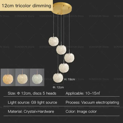 Modern cream crystal round room chandelier bedroom pendant light